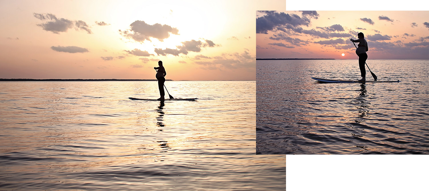 Maternity shot on a SUP board