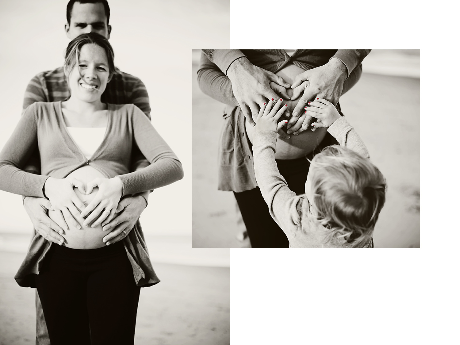 Nags Head NC Mom and daughter pregnancy photos in black and white