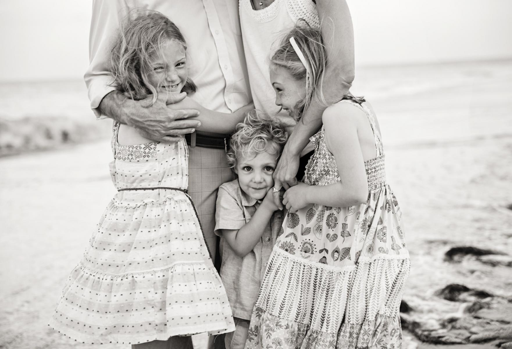 Black and white beach portrait in Nags Head NC