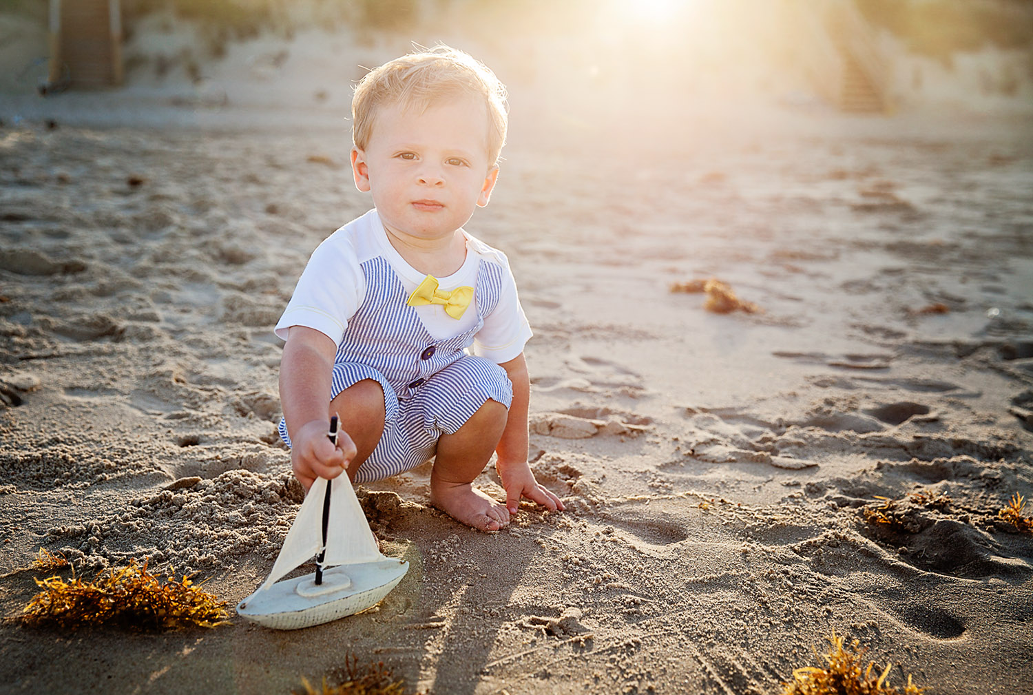 Backlit toddler at the beach in Duck NC