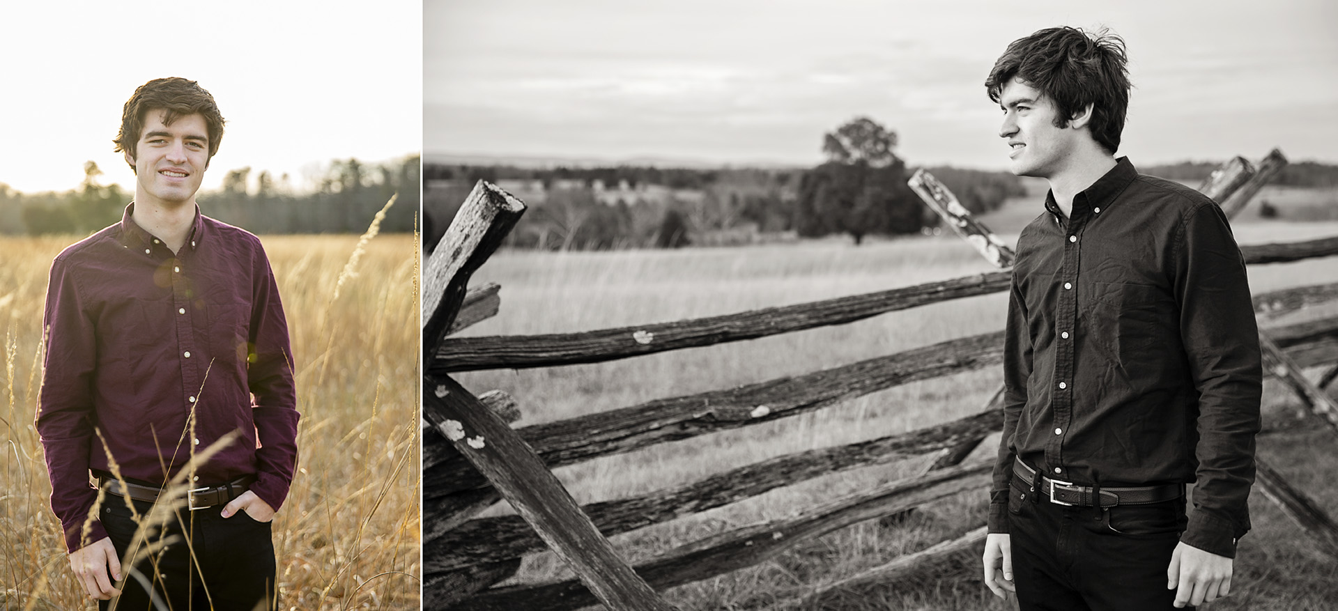 Senior boy portrait, Manassas Battlefield, VA